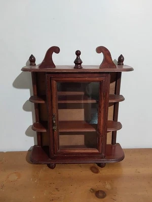 Винтажный шкаф-витрина деревянная стеклянная дверь столешница настенный подвес витрина полка Knick Knack - Изображение 1 из 4