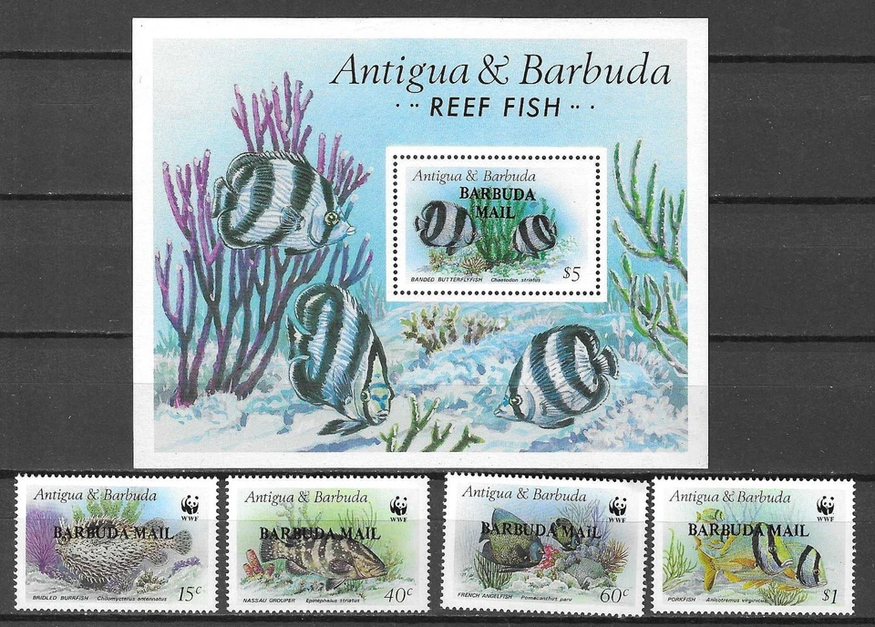 Barbuda Mail 1987 WWF Fauna Wildlife Marinelife Fisch Fish RARE set + SS MNH - Image 1 of 1