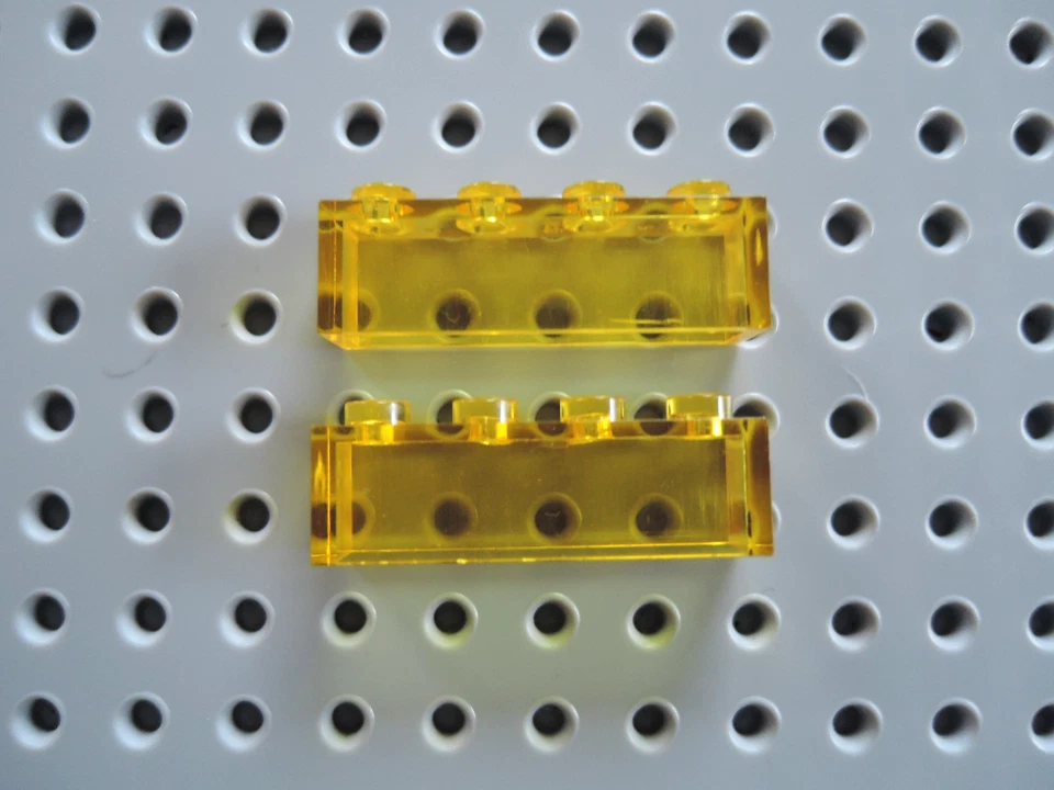 LEGO 2 x Stein Glasbaustein ohne Steg 3066 transparent gelb 1x4 - Bild 1 von 1