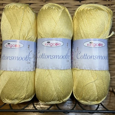 King Cole Cottonsmooth DK 3x100g Shade 3529 Sun Yellow Lot 4548 100% Mercerised - Image 1 of 4