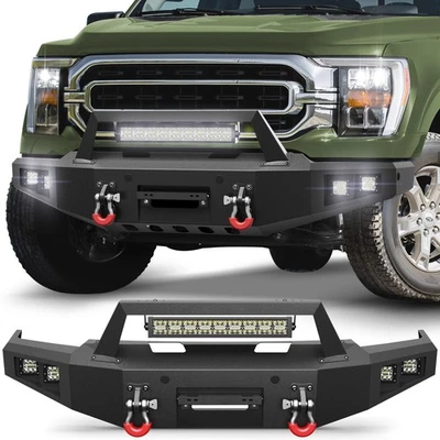 Bumper For 2021-2024 Ford F150 Steel Front Bumper with Sensor Holes and  D-ring Foto 1 de 4
