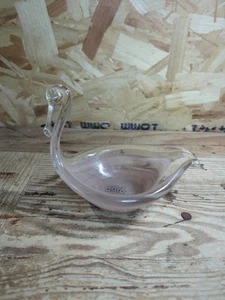 Genuino Vidrio de Murano Art Deco Rosa Cisne Cuenco Baratija Candelabro Adorno - Imagen 1 de 11