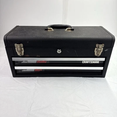 Винтажный ящик для хранения инструментов Sears Craftsman Rally 2 ящика металлический черный сделано в США - Изображение 1 из 4