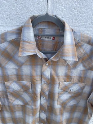 Roper Vintage 80s Plaid Checked Western Cowboy Shirt Pearl Snap, XL - Image 1 of 4
