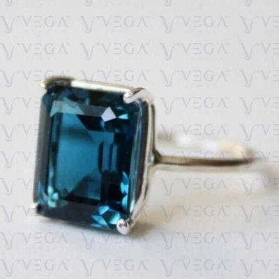 5.00Ct Emerald Cut Natural Topaz Solitaire Engagement Ring 950PT Platinum Plated - Image 1 of 4