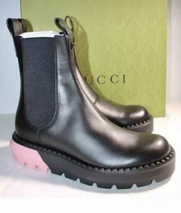 Women’s Gucci Black Sierra GG Stretch Rib Pull On Boots Booties. NIB Size 37.5 - Picture 1 of 8