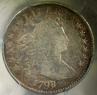VERY  1798/7  13 STAR REV. PCGS  GENUINE  DAMAGE F DETAILS  20 TO 30 KNOWN 