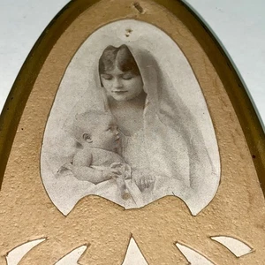 VINTAGE TIN FRAMED LITHOGRAPH MOTHER CHILD POEM WALL HANGING - Picture 1 of 5