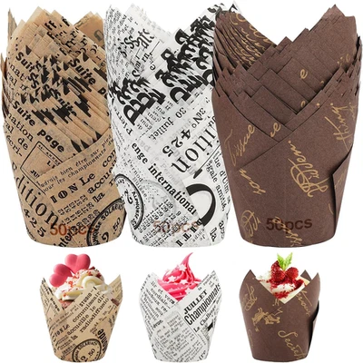150 Pcs Muffins Papierförmchen, Muffinform Papier, Muffin Förmchen, Tulpen Backf - Bild 1 von 4