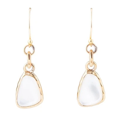 Pendientes colgantes dorados madreperla blancos Foto 1 de 3