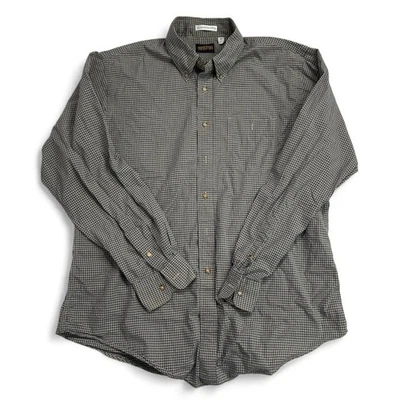 Nordstrom Checkered Button-Down Shirt Men’s XL Brown Blue Gingham Made in USA - Image 1 of 4