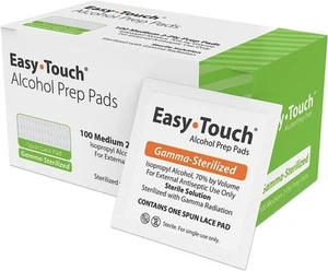 EasyTouch Almohadillas de Preparación de Alcohol Esterilizadas Gamma 2 Capas Almohadillas de Preparación Medianas 100ct Paquete de 3 - Imagen 1 de 1
