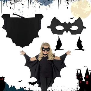 Costume Pipistrello Bambina, Vestito Halloween, Mantello per Bambino, Festa Cosp - Foto 1 di 12