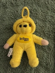 Y2K BRITNEY SPEARS Mini Plush Hoodie Bear For Keychain Clip Yellow Licensed - Picture 1 of 8