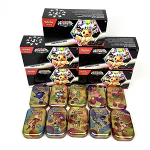 Pokémon TCG 10x 151 EMPTY Mini Tin Lot + 5x EMPTY Prismatic Surprise Box Lot - Picture 1 of 3