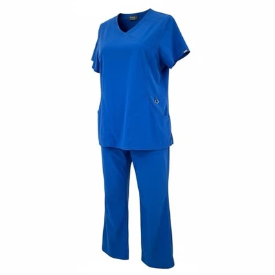 Cherokee Infinity Scrub Set Women’s 2XL Top Pants 2XL Petite Royal Blue Stretch - Image 1 of 4