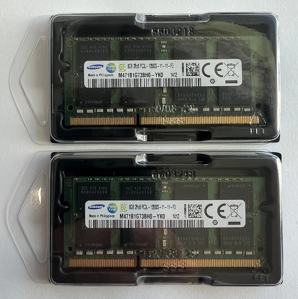 Samsung 16GB (2x8GB) PC3L DDR3 1600MHZ DDR3L RAM sodimm M471B1G73BHO - Image 1 of 1