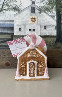 Global Designs - Juego de 4 Posavasos Pan de Jengibre Rosa y Blanco Menta - Nuevo Foto 1 de 4