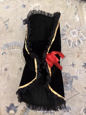 Kids Black Velvet Costume Hat-Ruffle, Gold Edging,Red Ribbon Halloween /Cosplay - Image 1 of 4