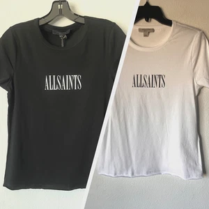 Camiseta AllSaints Algodón Logo Bordes Crudos Talla M Nueva con Etiquetas - Imagen 1 de 11