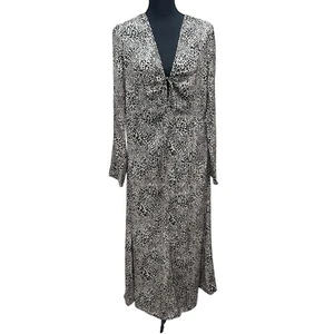 Mango Damen Größe 6 Animal Print Langarm Maxikleid Gepard Leopardenmuster - Bild 1 von 12