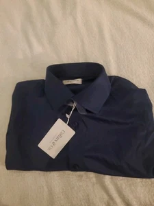 Collars And Co kleines dunkelblaues Stretchhemd mit Knopfleiste für Herren - Bild 1 von 16