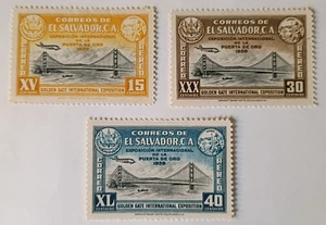 Sellos de correo aéreo de El Salvador, 1939, sc#C66-68, como nuevos, con bisagras, originales, conjunto completo - Imagen 1 de 2