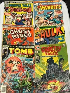 6 Comic Lot – 1970s Marvel Hulk, Ghost Rider, Spider-Man, Invaders + Bonus Charl - Picture 1 of 8
