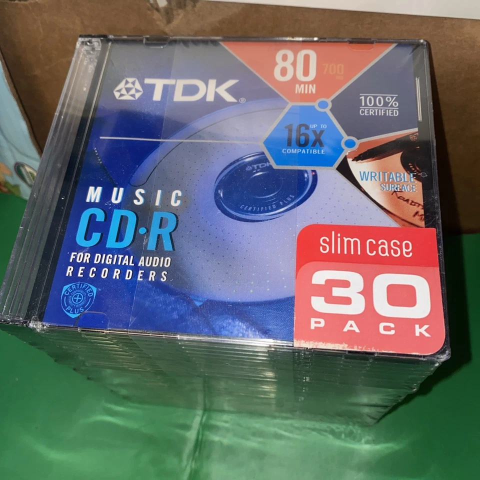 (30) Discos en blanco sellados TDK Music CD-R 80 min 700 MB 30 con estuches delgados totalmente nuevos Foto 1 de 4
