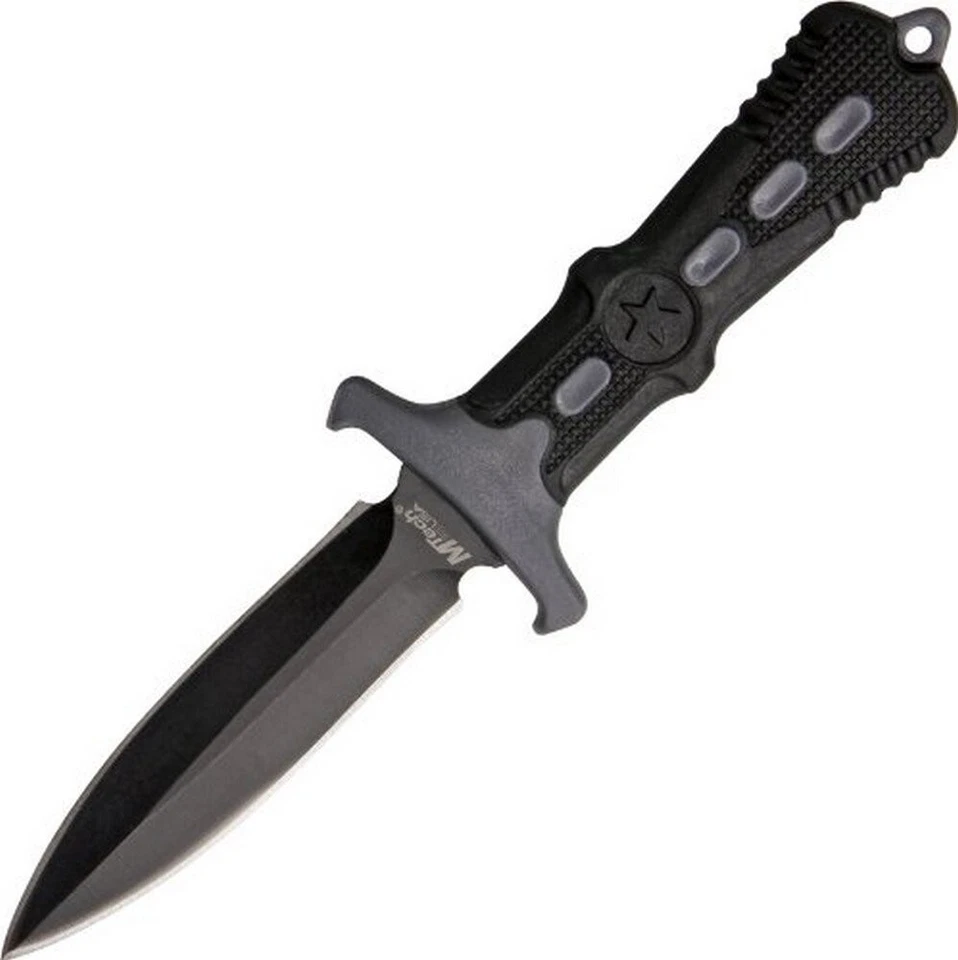 Cuchillo de cuello MTech acabado 3" hoja de daga de acero 440 negro con funda - MT-20-14GY Foto 1 de 1