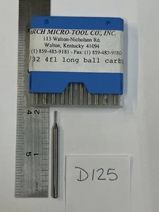 1 NUEVA BOLA 4FL DE CARBURO DE DIÁMETRO 1/32" EE. UU. LOC 2" OAL 1/4" (D125) - Imagen 1 de 3