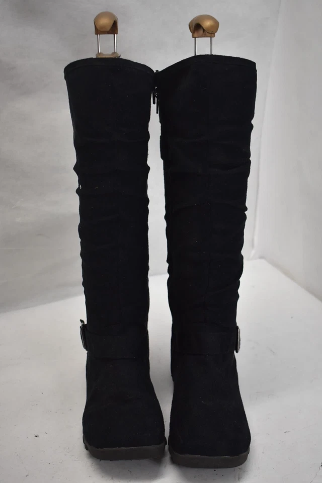 Hot Cakes Faux Suede Black Side Zipper Mid Calf Buckle Boots Womens Size 6.5M - Image 1 of 4