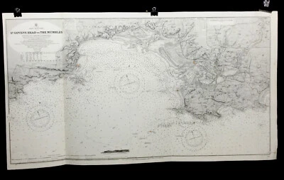 VINTAGE ADMIRALTY  CHART. No.1076. St GOVENS HEAD to THE MUMBLES. 1888 Edition. - Image 1 of 4