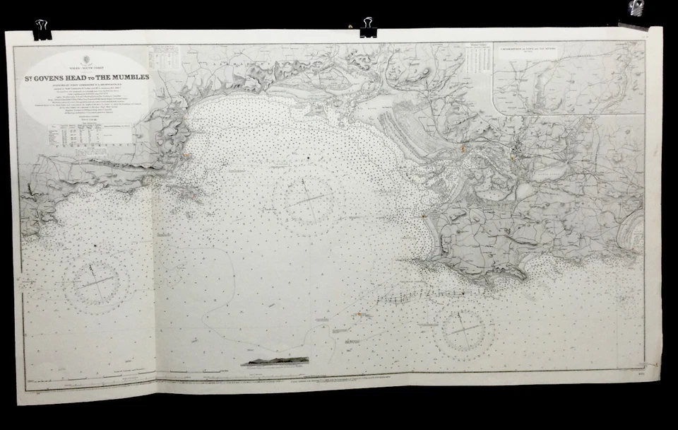VINTAGE ADMIRALTY  CHART. No.1076. St GOVENS HEAD to THE MUMBLES. 1888 Edition. - Image 1 of 4