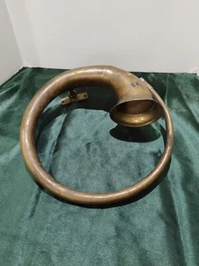 Vintage Antique Brass Squeeze Bulb Car Horn W/Mounting Bracket - Picture 1 of 8