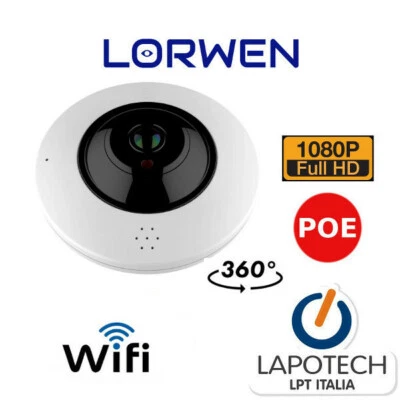 Lorwen Camera IP Fisheye FL36F66WPM POE 4 MPX 360° WIFI AUDIO MICRO SD 3MP - Immagine 1 di 4
