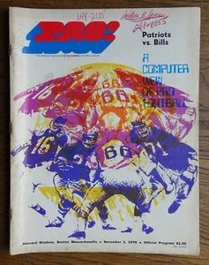 1 de noviembre 1970 Boston Patriots v Buffalo Bills Program - Joe Kapp, Jim Nance, etc. - Imagen 1 de 5