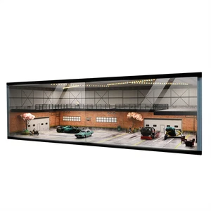 Diorama 1/64 Parking Lot Model 3 LED Modes Diecast Garage Scene Display Case US - Picture 1 of 94