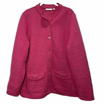 Isaac Mizrahi Live! Chaqueta Mujer Talla 1X Rosa Acolchada Botón Delantero Foto 1 de 4