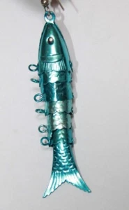 Fisherman's Dangling Fish Single Earring Lightweight Metallic Blue Shifting Body - Picture 1 of 4