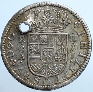 1721 SPAIN Segovia King FELIPE V Philip Antique OLD Silver 2 Reales Coin i110202 - Picture 1 of 3