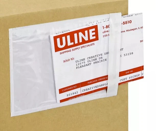 100 Packing Envelopes Invoice Enclosed Slip Pouch Self Adhesive Shipping Label - Image 1 of 1