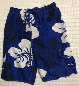 Boys' Youth Board short Dark Blue & Aqua Hawaiian Size Small? - Picture 1 of 6