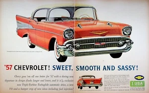 1957 Chevrolet Bel Air Sport Sedan 2-Page Print Ad Chevy Car Sweet Smooth Sassy - Picture 1 of 3