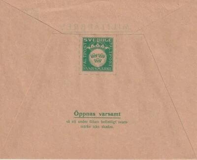 SUECIA: Correo militar, sobre militar 1940, M8, sin usar, escaso. Foto 1 de 2