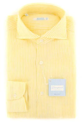 Giampaolo Yellow Striped Shirt - Extra Slim - (GP608765485CAMPT1) - Image 1 of 4