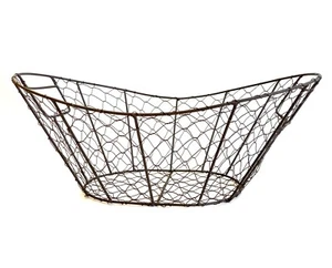 Farmhouse Chicken Wire Display Basket, Black Iron Wire with Insert Handles 16” - Picture 1 of 7