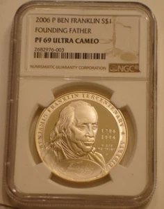 2006-P Ben Franklin FOUNDING FATHER Commemorative Silver Dollar NGC PF 69 DCAM - Picture 1 of 4