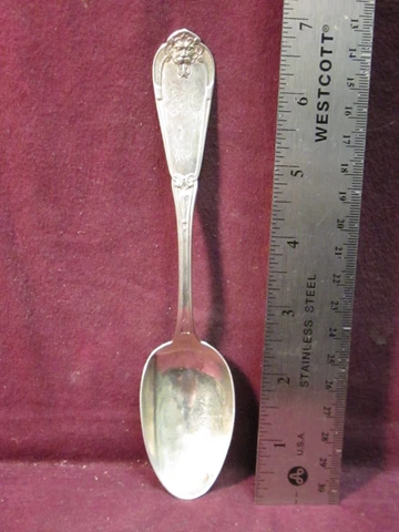 Gargoyle By Vanderslice Sterling Silver oval SOUP SPOON 7" Monogram  H or ERH? Cover