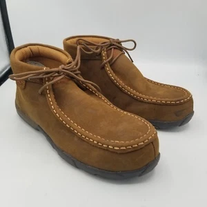 Twisted X Chukka Boots Womens 7 M Brown Suede Driving Moc Steel Toe WDMST01 - Picture 1 of 9